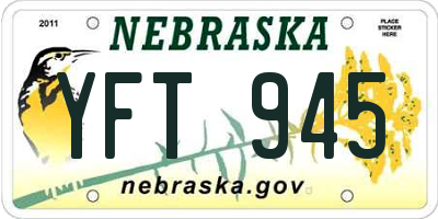 NE license plate YFT945