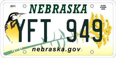 NE license plate YFT949