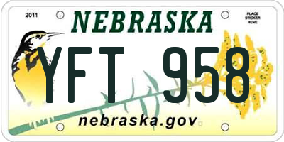NE license plate YFT958