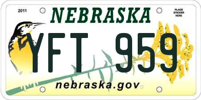 NE license plate YFT959