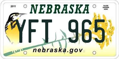 NE license plate YFT965