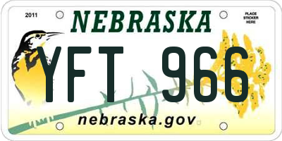 NE license plate YFT966