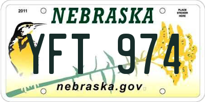 NE license plate YFT974