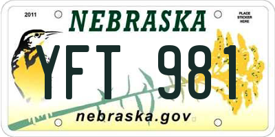 NE license plate YFT981
