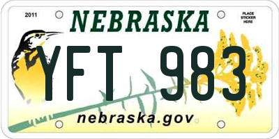 NE license plate YFT983