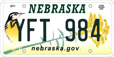NE license plate YFT984