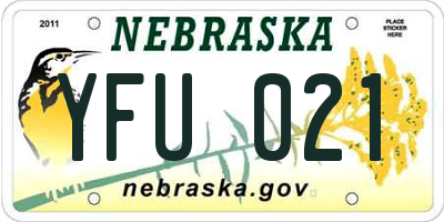 NE license plate YFU021