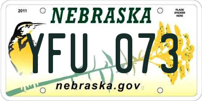 NE license plate YFU073