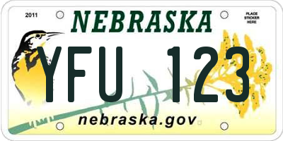 NE license plate YFU123