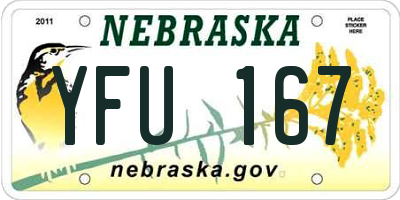 NE license plate YFU167