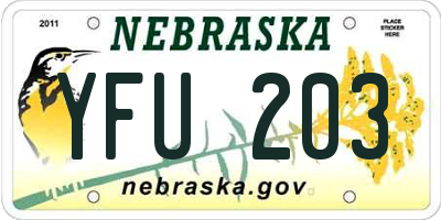 NE license plate YFU203