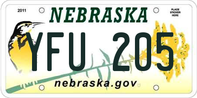 NE license plate YFU205