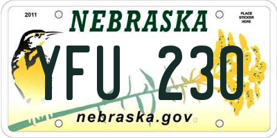 NE license plate YFU230