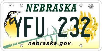 NE license plate YFU232