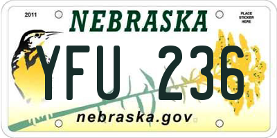 NE license plate YFU236
