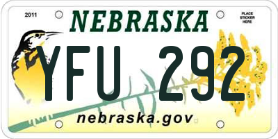 NE license plate YFU292