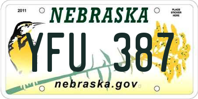 NE license plate YFU387