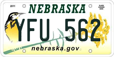 NE license plate YFU562