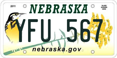 NE license plate YFU567