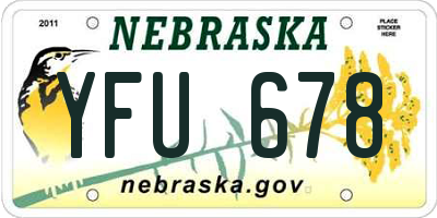 NE license plate YFU678