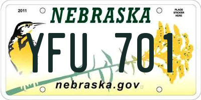 NE license plate YFU701