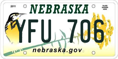 NE license plate YFU706