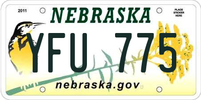 NE license plate YFU775