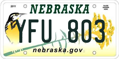 NE license plate YFU803