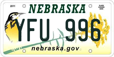 NE license plate YFU996