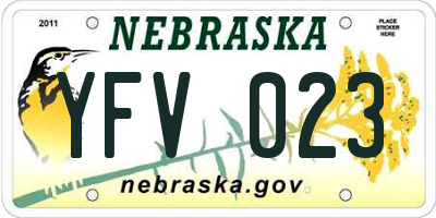 NE license plate YFV023