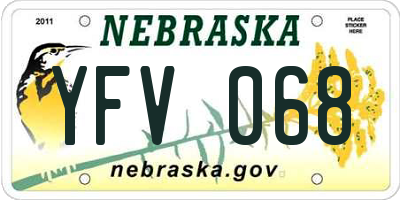 NE license plate YFV068