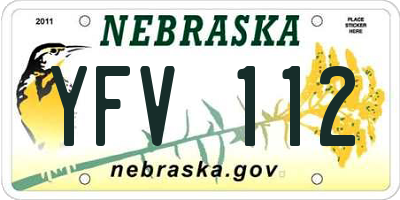 NE license plate YFV112