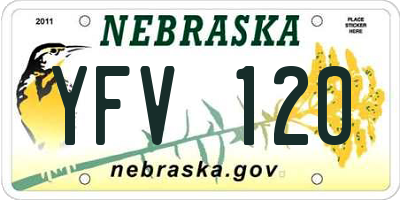 NE license plate YFV120