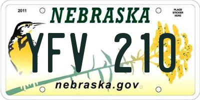 NE license plate YFV210