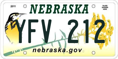 NE license plate YFV212