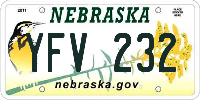 NE license plate YFV232
