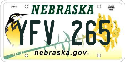 NE license plate YFV265