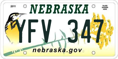 NE license plate YFV347