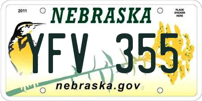 NE license plate YFV355