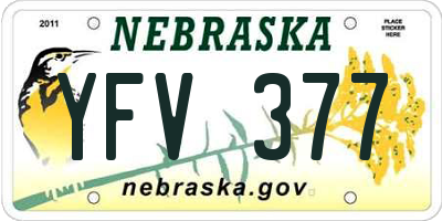 NE license plate YFV377