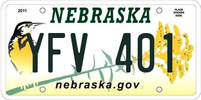 NE license plate YFV401