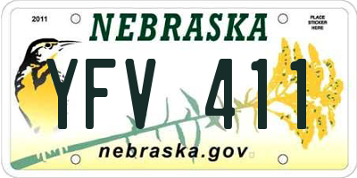 NE license plate YFV411