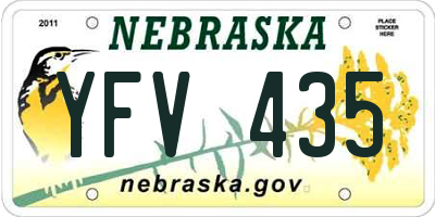 NE license plate YFV435
