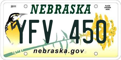 NE license plate YFV450