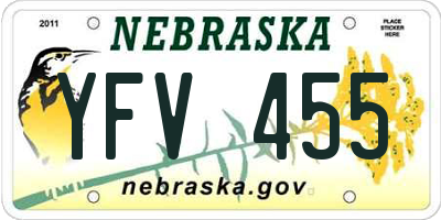 NE license plate YFV455