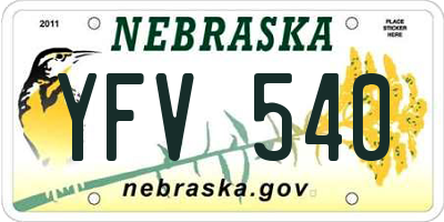 NE license plate YFV540