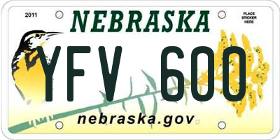 NE license plate YFV600