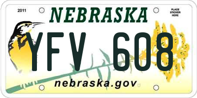 NE license plate YFV608