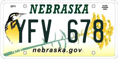 NE license plate YFV678