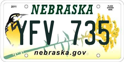 NE license plate YFV735